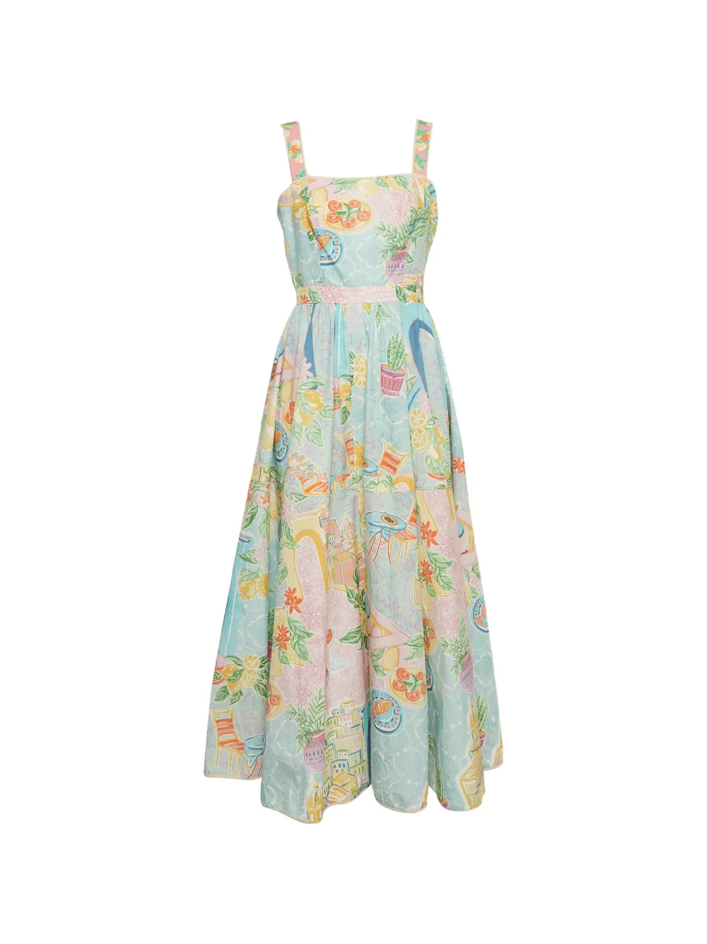 ELISSA STUDIO lemon-print midi dress - Blau