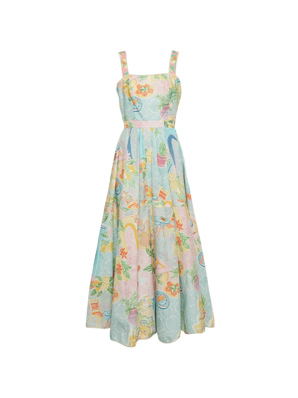 ELISSA STUDIO lemon-print midi dress - Blau