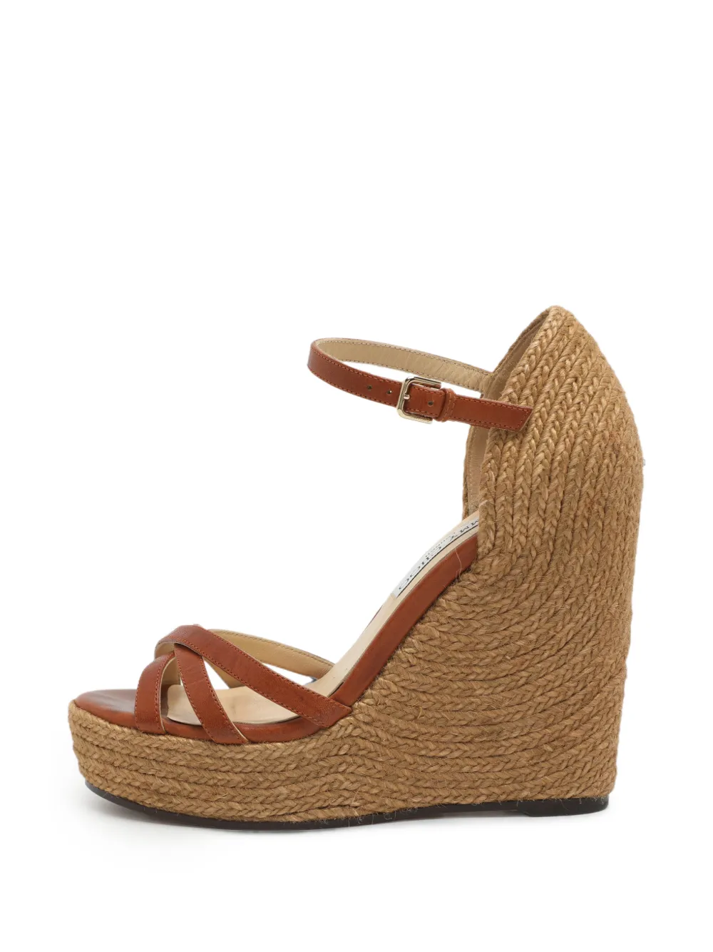 Jimmy Choo Pre-Owned crossover strap wedge sandals - Nude
