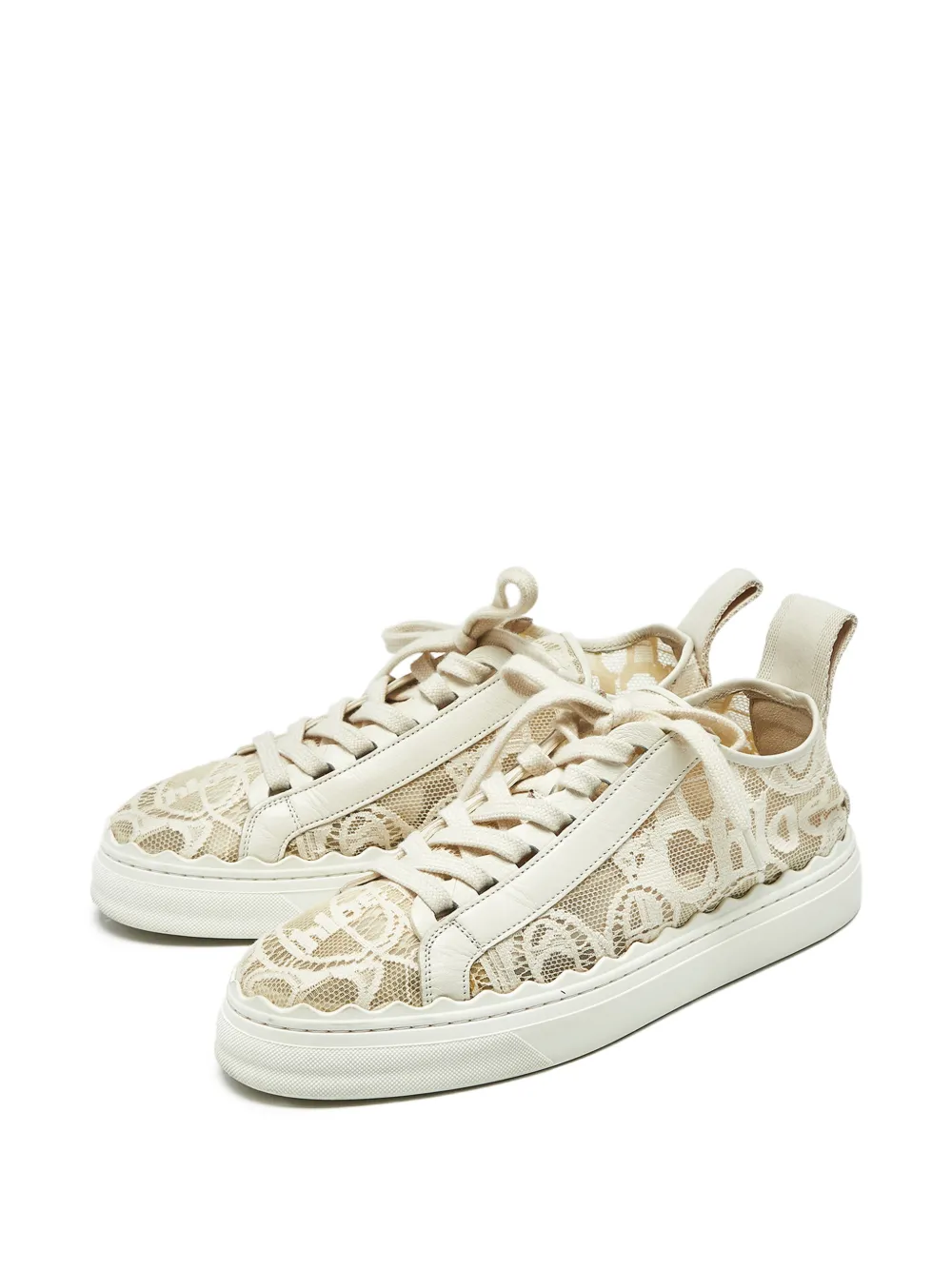Chloé Pre-Owned Lauren lace-up sneakers - Bianco