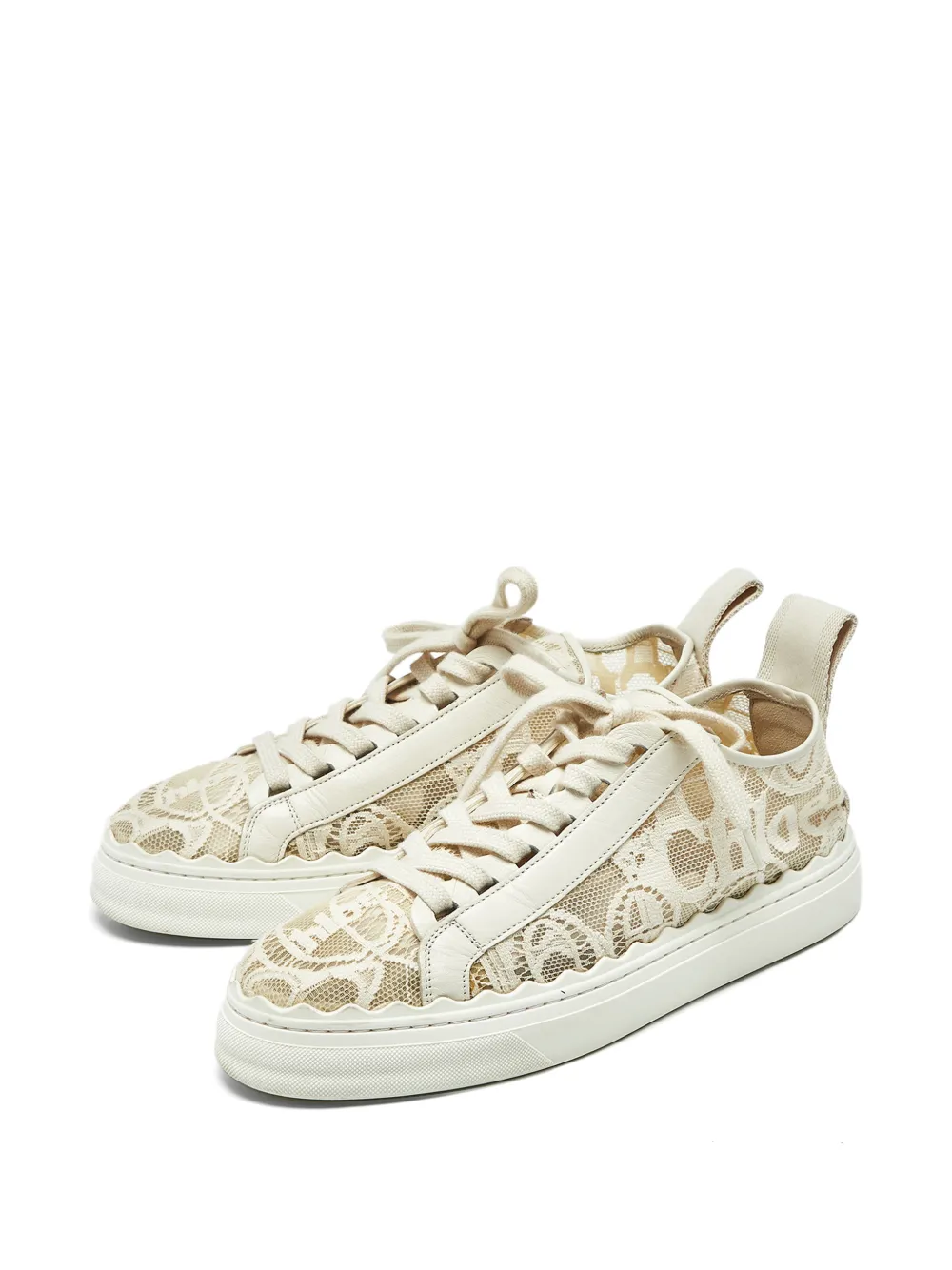 Chloé Pre-Owned Lauren lace-up sneakers - Weiß