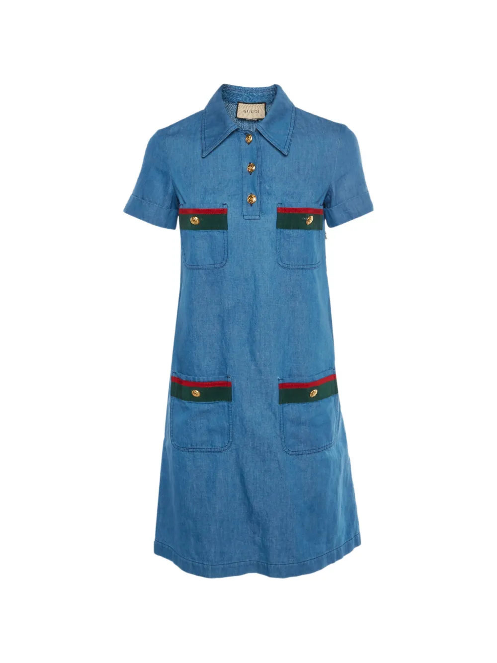 Gucci Pre-Owned Web trim shirt dress - Blu