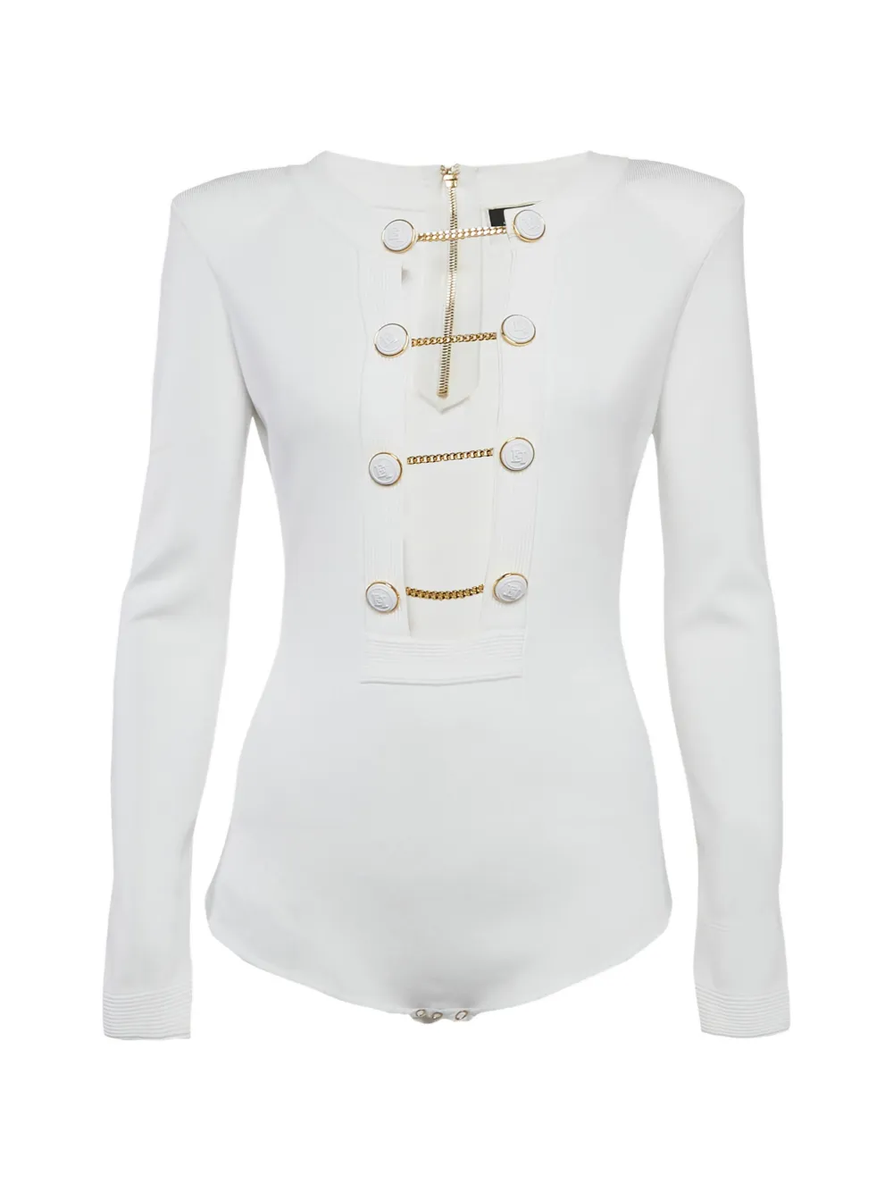 Pre-owned Elisabetta Franchi Cut-out Ribbed Bodysuit In White