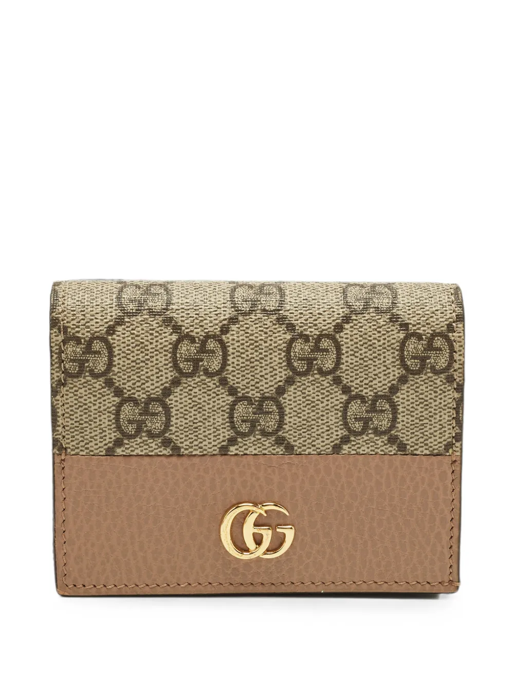 Pre-owned Gucci Gg Marmont Panelled Cardholder In Neutral