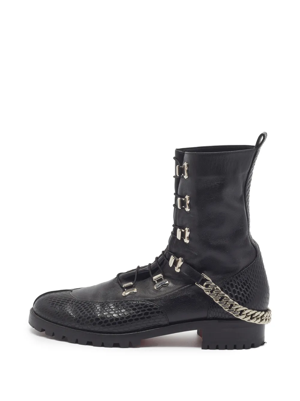 Christian Louboutin Pre-Owned chain-strap-detail combat boots - Schwarz