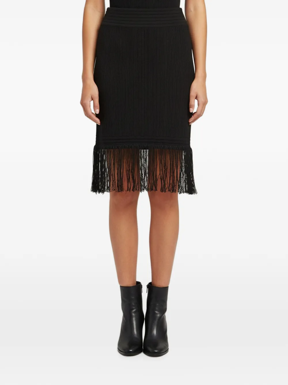 Balmain Pre-Owned rib-knit fringed mini skirt - Schwarz