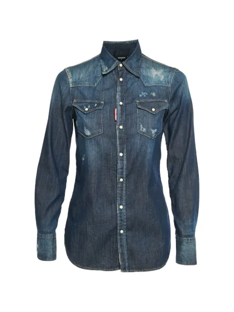 DSQUARED2 Chambray-Hemd im Distressed-Look