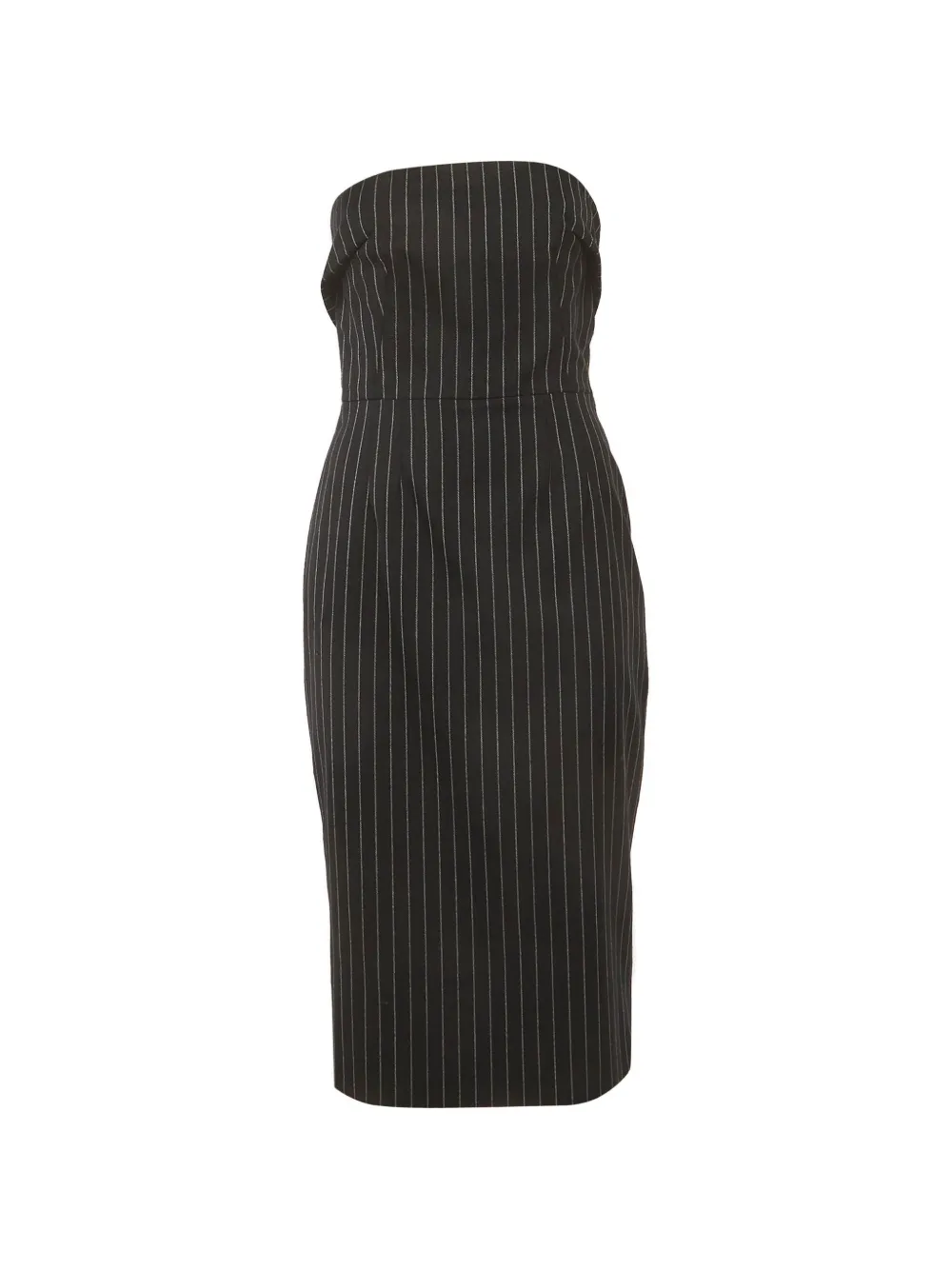 Dolce & Gabbana Pre-Owned pinstripe strapless midi dress - Nero