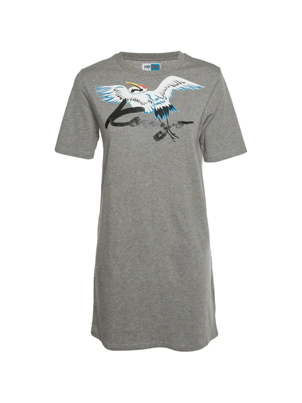 Pre-owned Kenzo Memento Graphic-print Mini Dress In Gray
