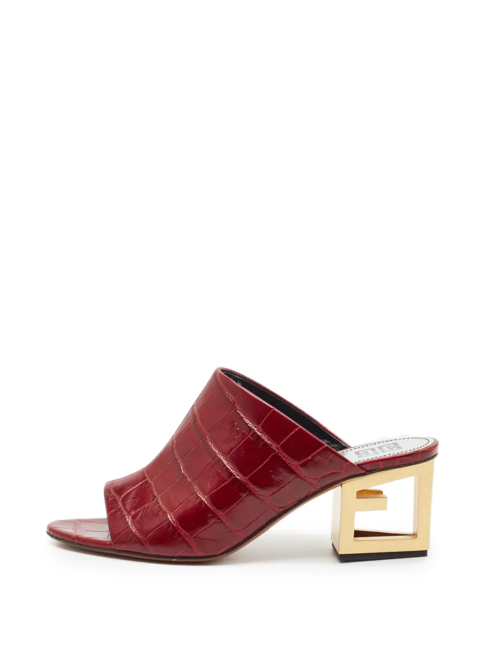 Givenchy Pre-Owned Triangle croc-embossed heeled mules - Rosso