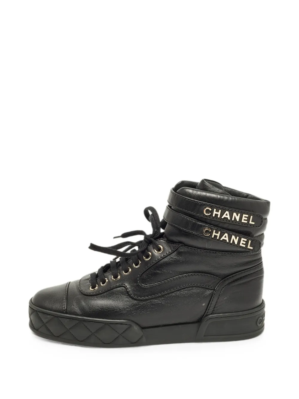CHANEL Pre-Owned quilted high-top sneakers - Black