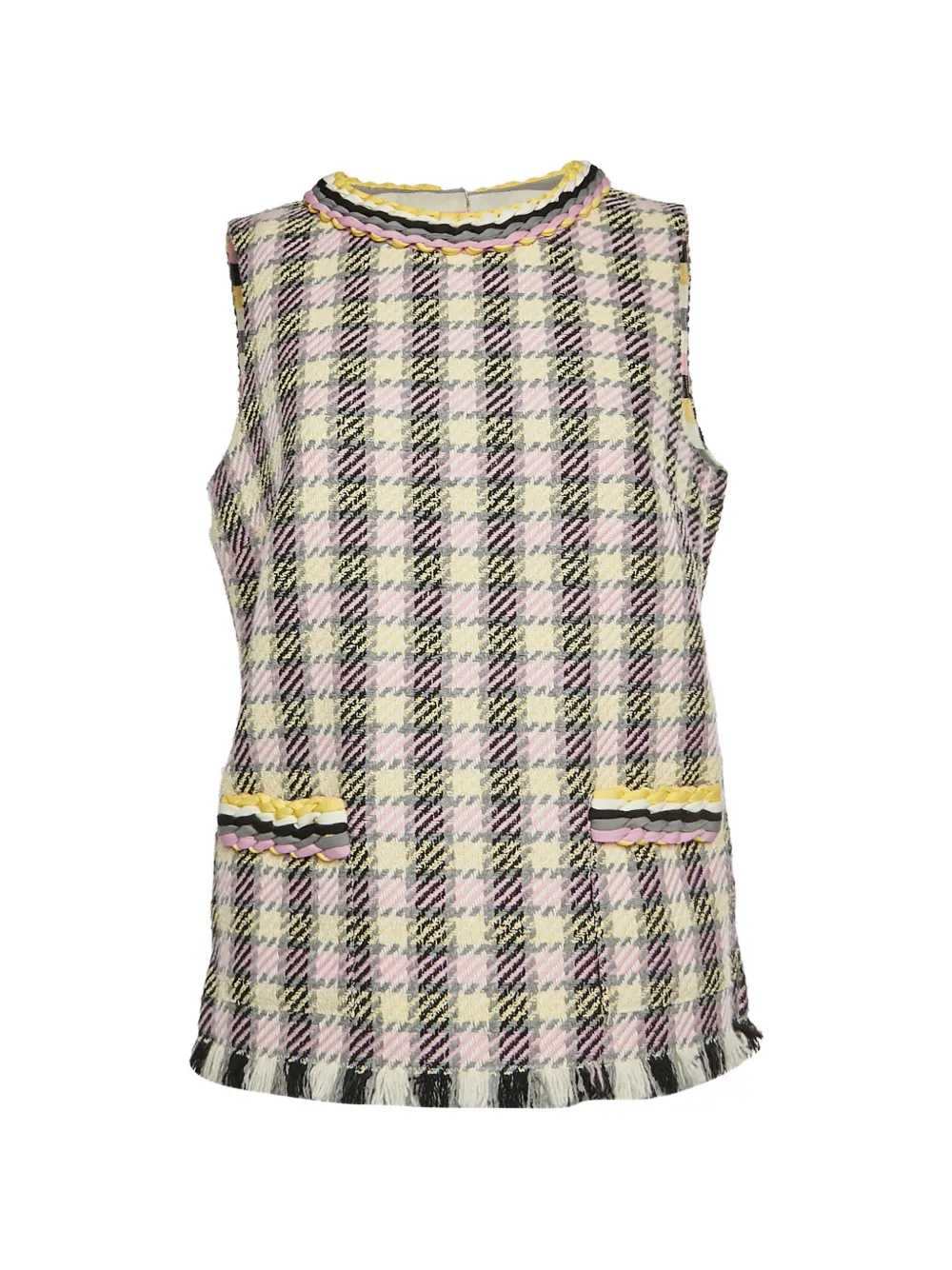 Oscar de la Renta Pre-Owned checked tweed sleeveless top - Giallo