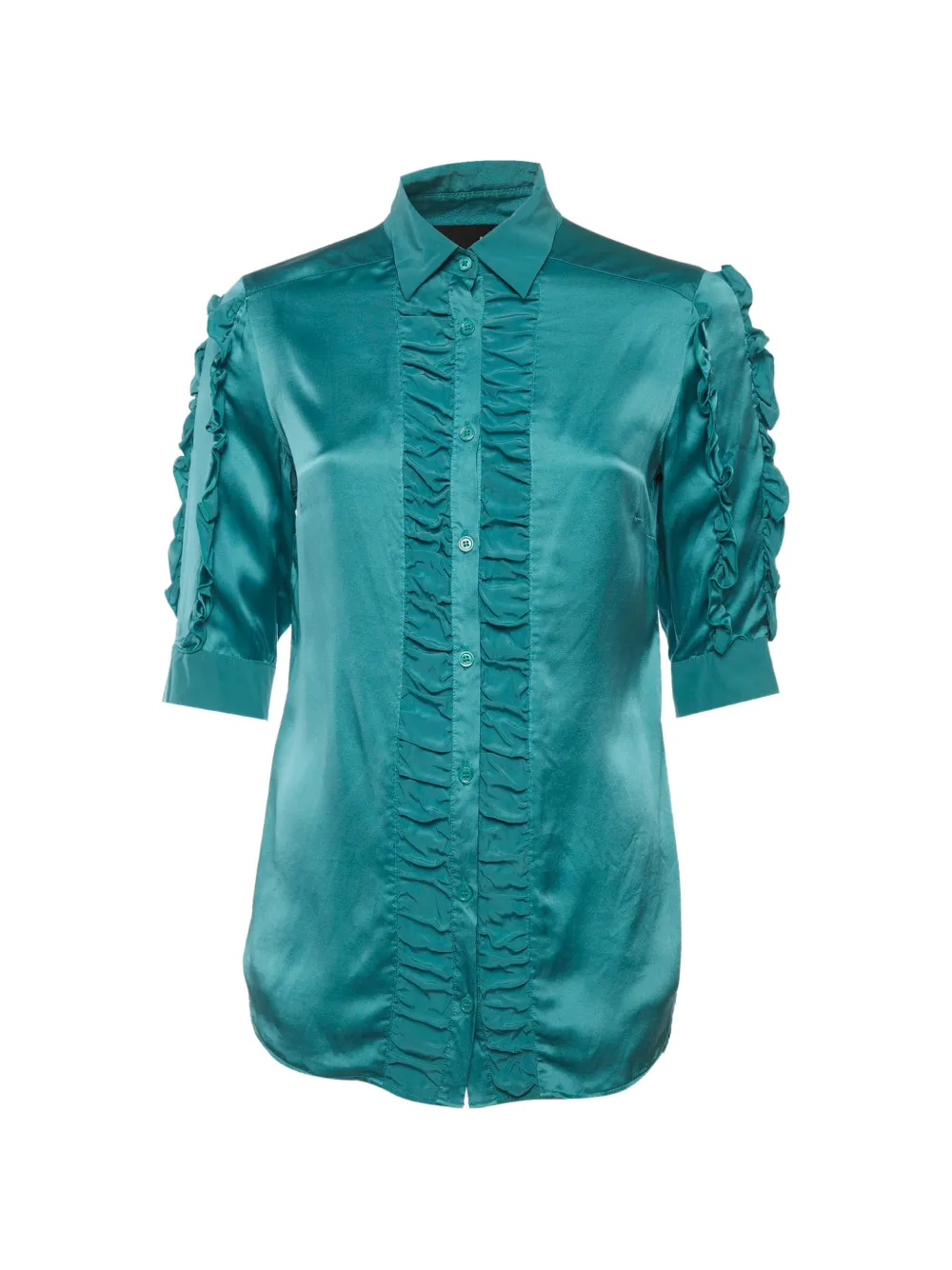 Moschino Pre-Owned ruffled satin shirt - Blu