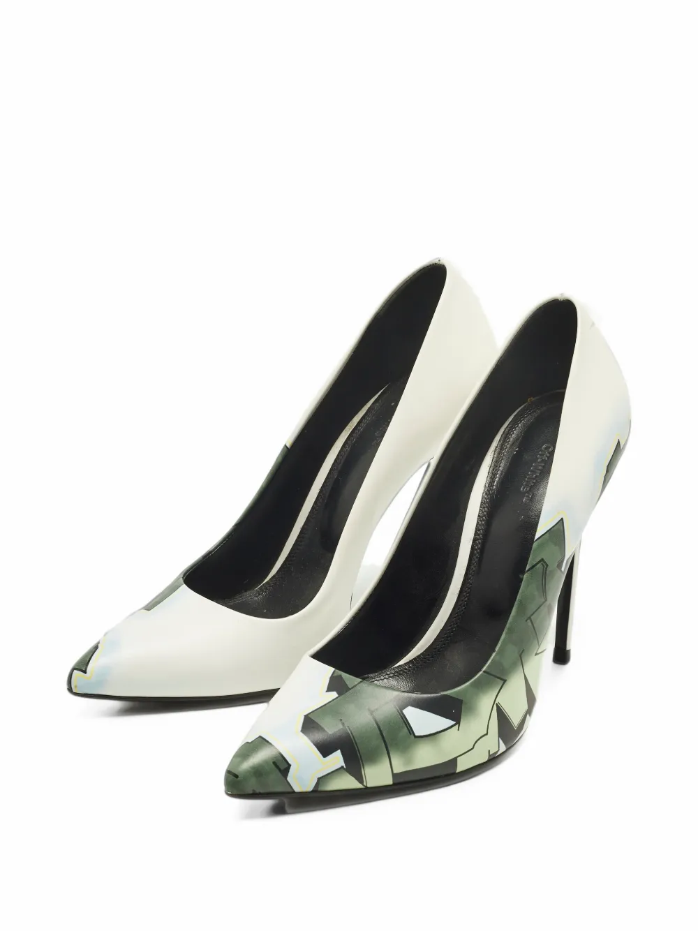 Off-White Pre-Owned printed leather pointed-toe pumps - Weiß
