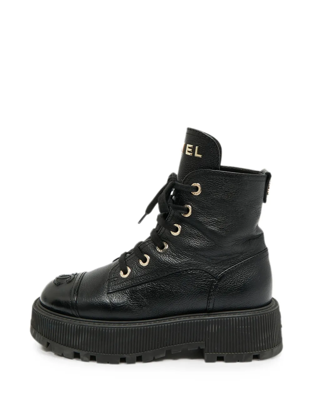 CHANEL Pre-Owned CC lace-up combat boots - Nero