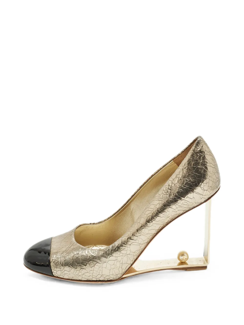 CHANEL Pre-Owned CC wedge pumps - Gold