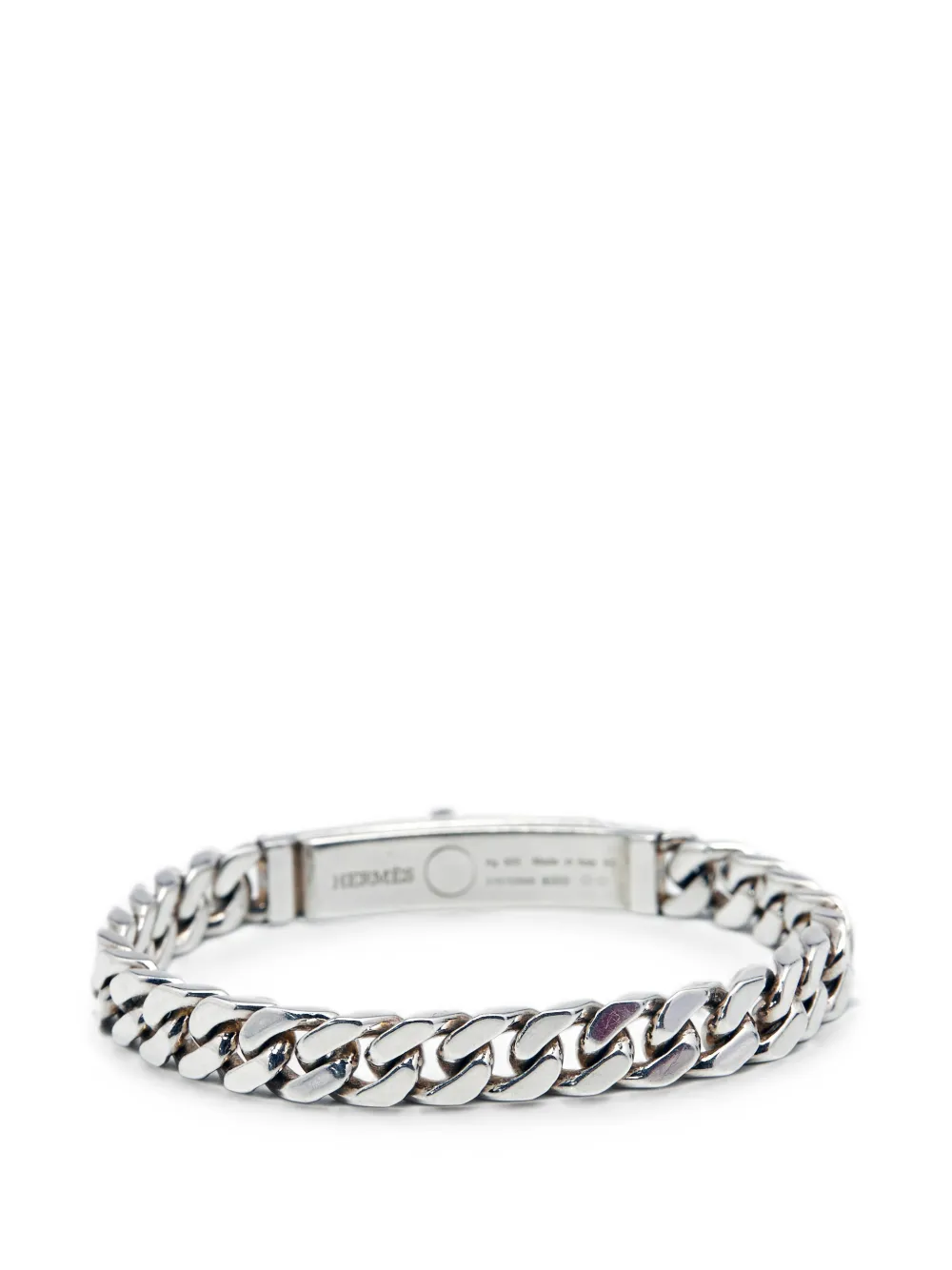 Pre-owned Hermes Kelly Gourmette Bracelet In Silver