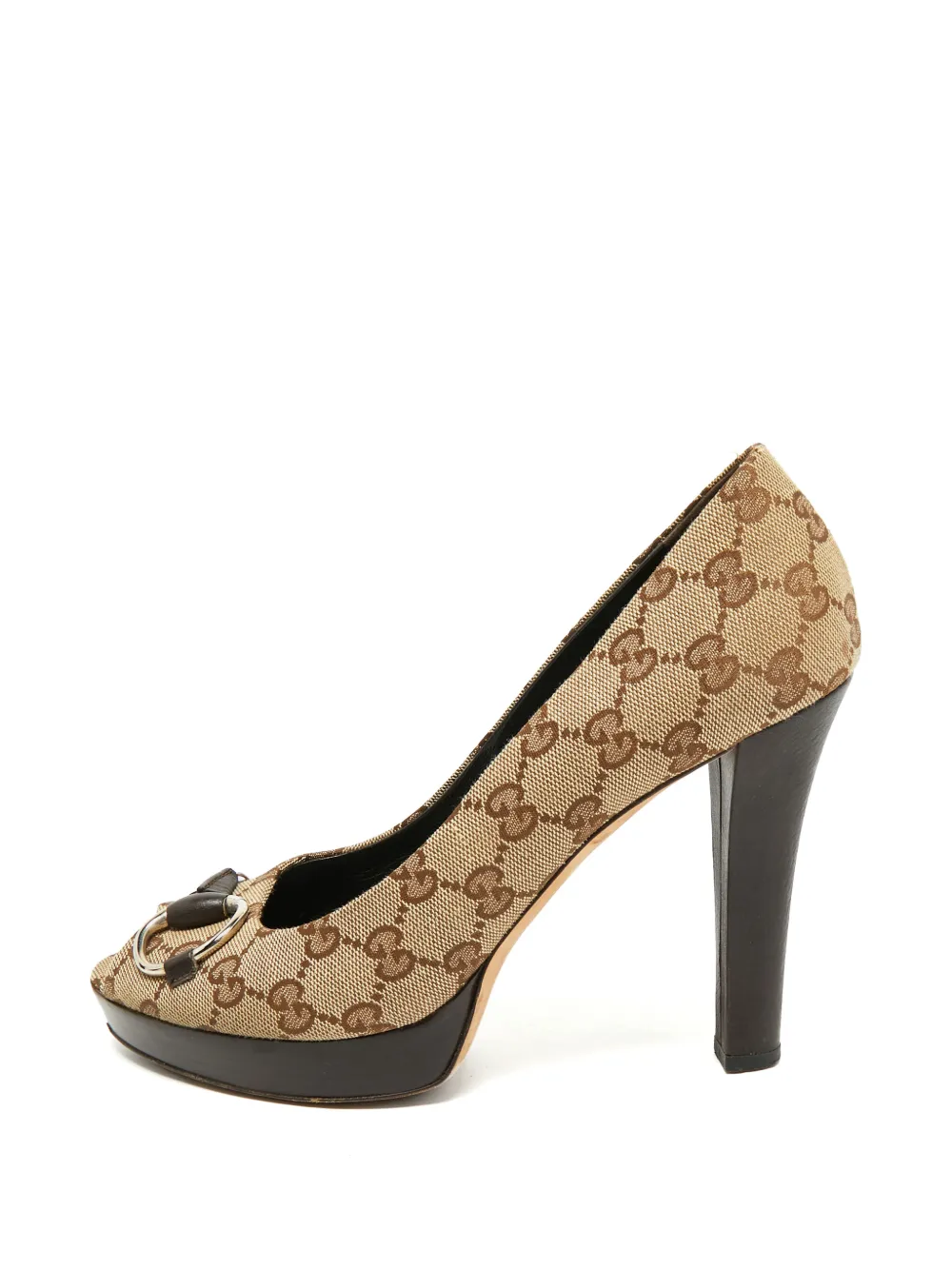 Gucci Pre-Owned Horsebit GG Supreme pumps - Nude