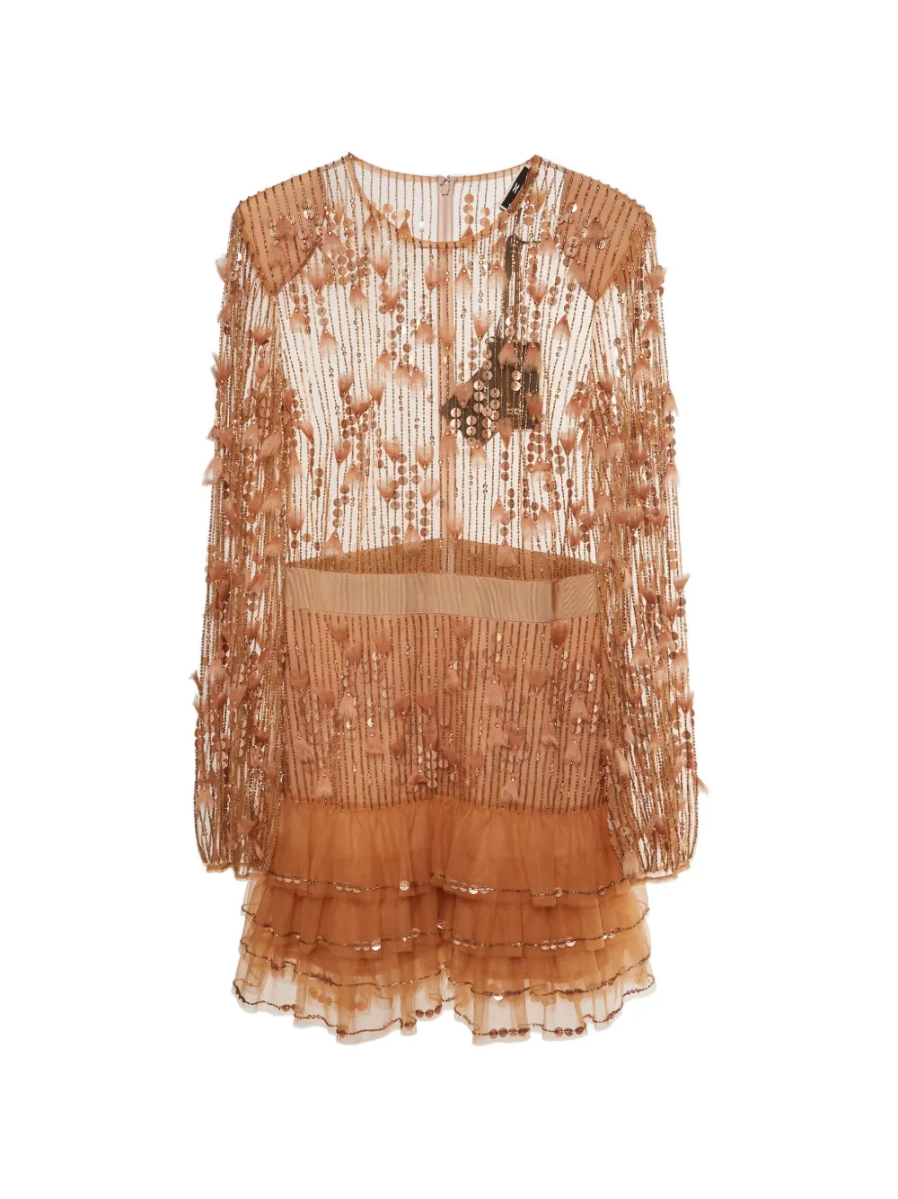 Elisabetta Franchi embroidered tulle dress - Toni neutri
