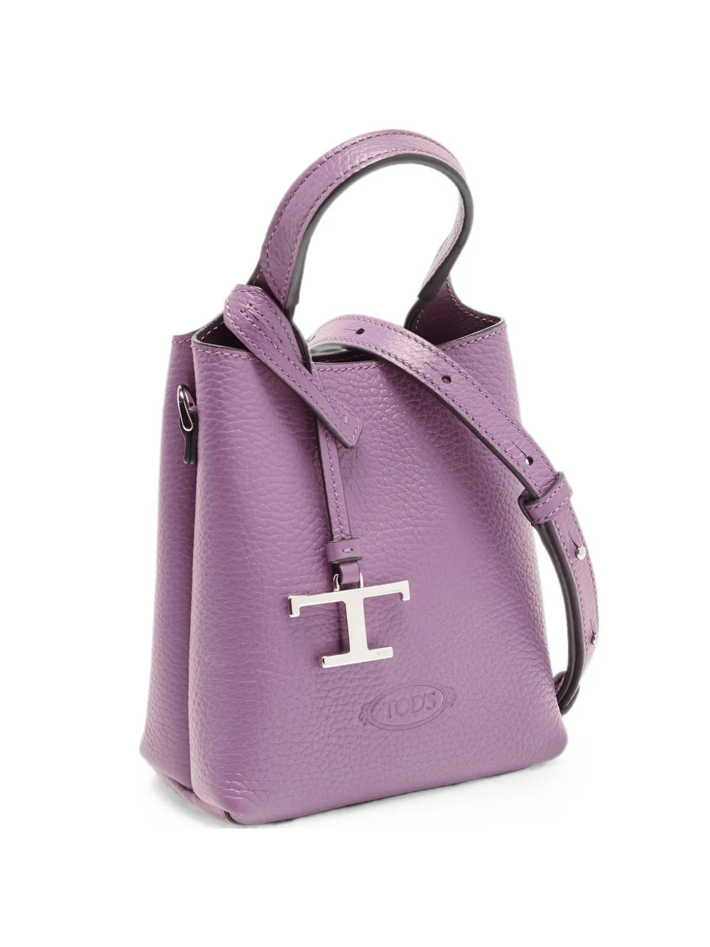 Tod's Vintage pebbled leather satchel bag - Purple