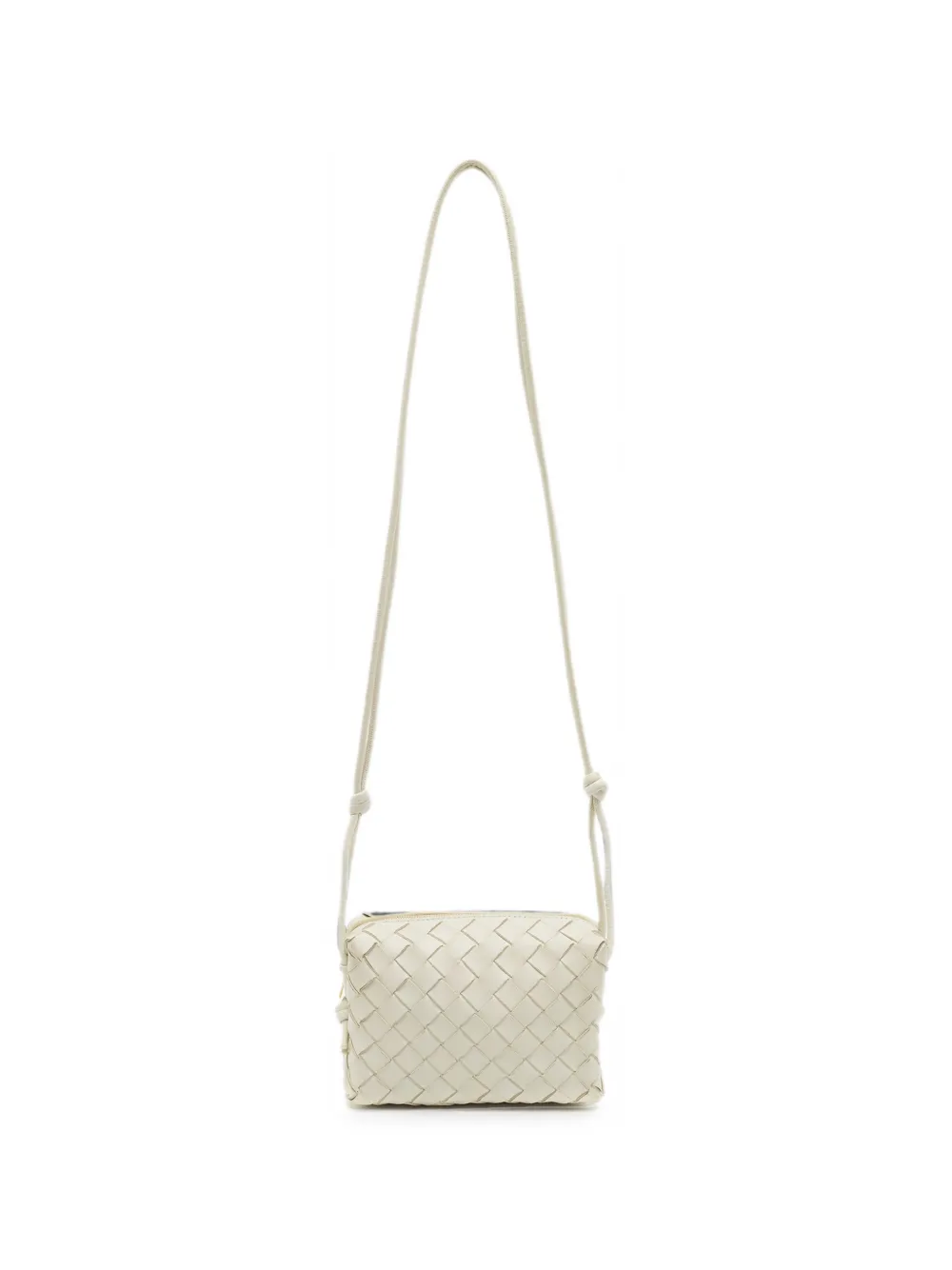 Bottega Veneta Pre-Owned Bottega Veneta Loop Mini White Intrecciato Leather Camera Bag - Toni neutri
