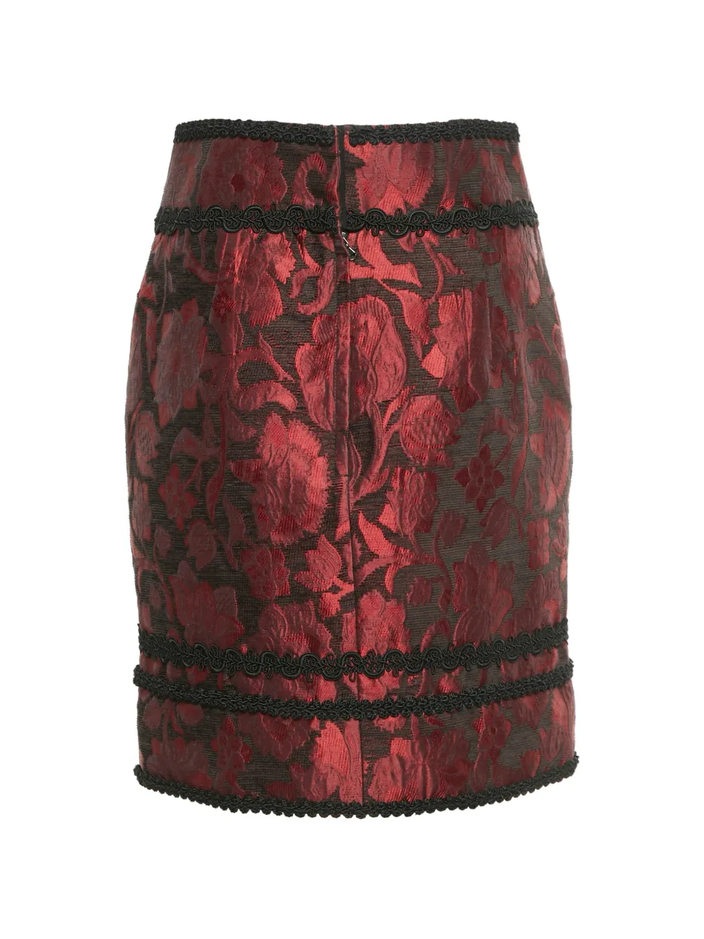 Dolce & Gabbana Pre-Owned floral-jacquard lace-trim mini skirt - Rosso
