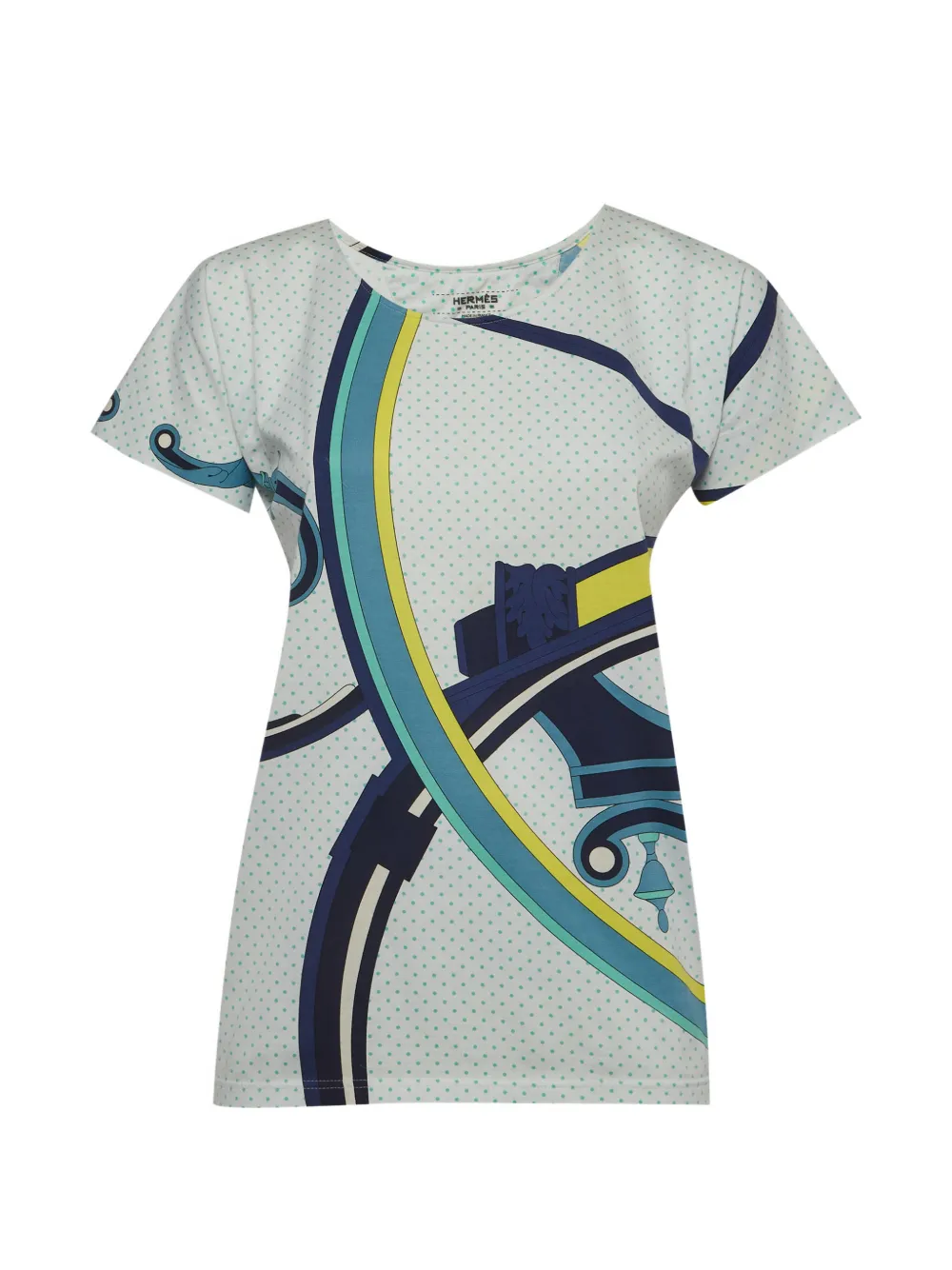 Pre-owned Hermes Printed Jersey T-shirt In Blue