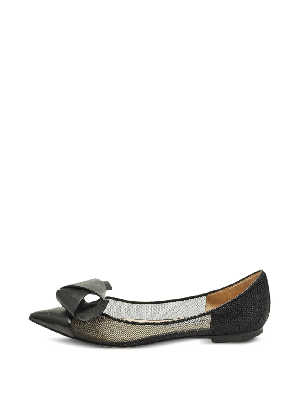Jimmy Choo Pre-Owned JC-embossed bow ballet flats - Nero