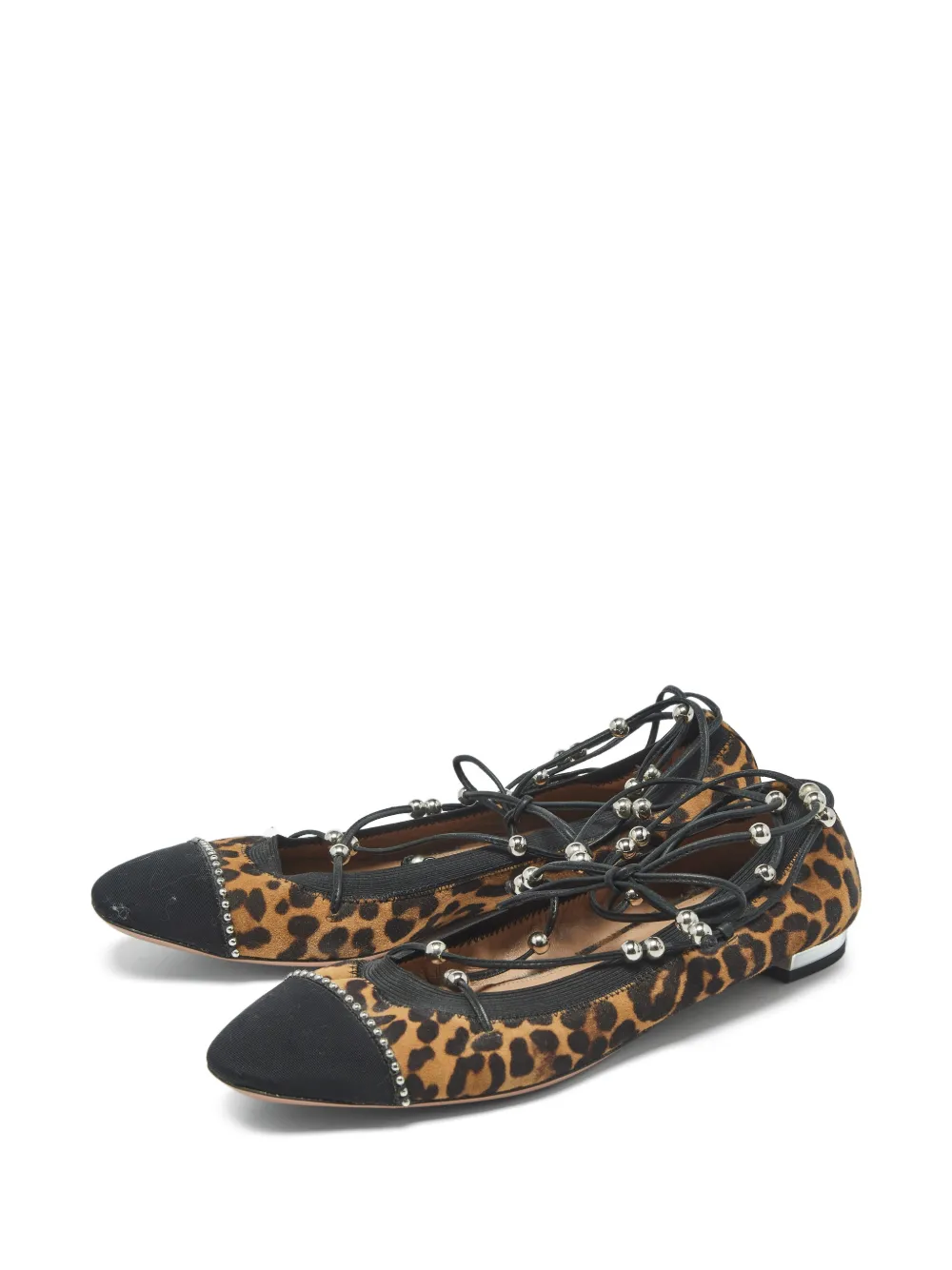 Aquazzura leopard-print tie-fastening ballet flats - Toni neutri