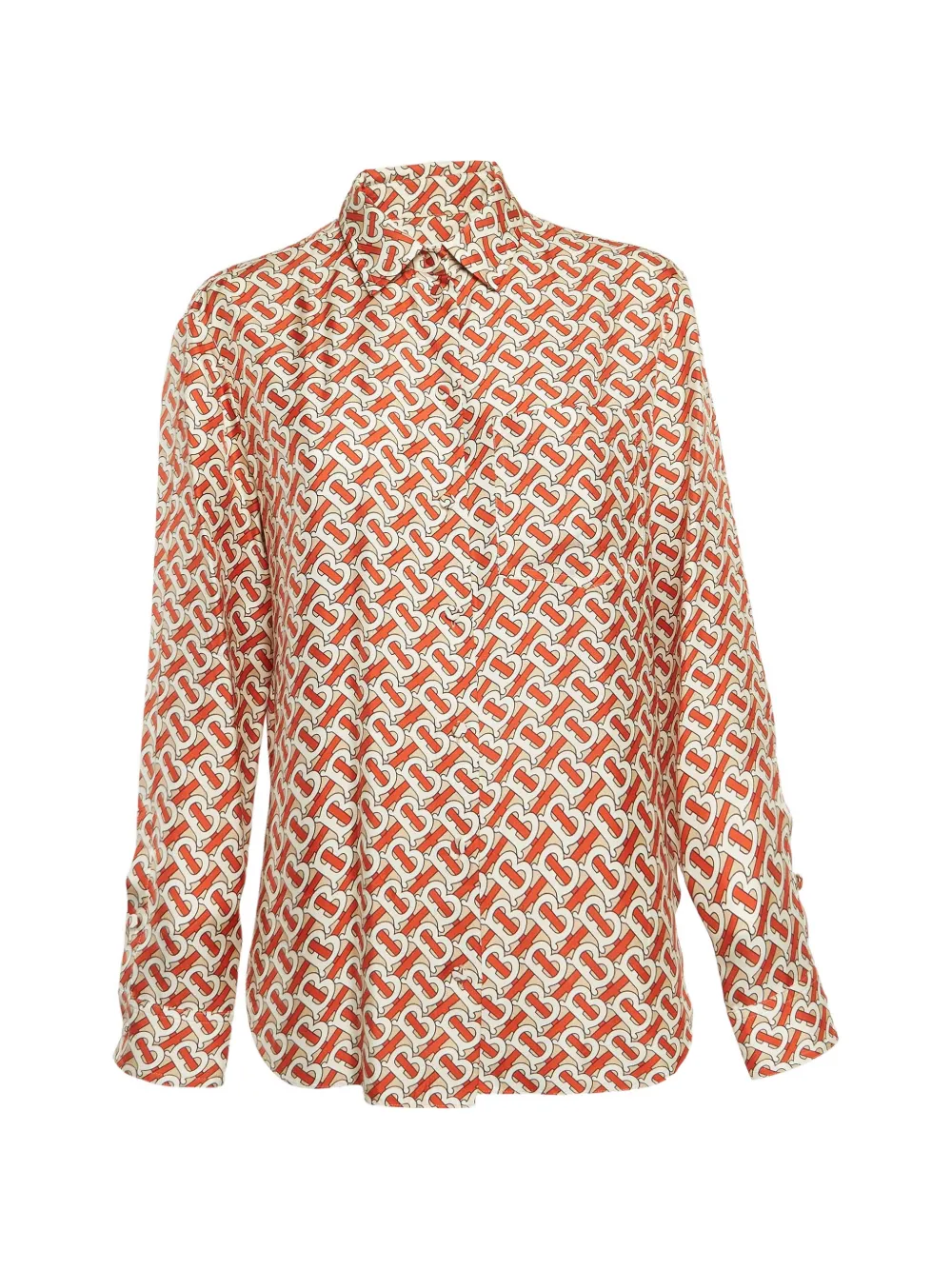 Burberry Pre-Owned Camicia in seta con stampa - Arancione