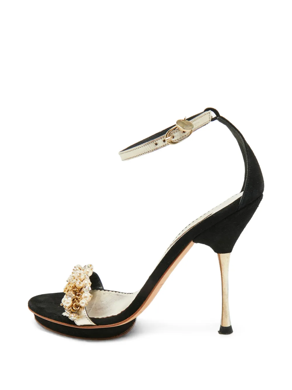 Carolina Herrera Vintage Sandalen mit Kristallen - Schwarz