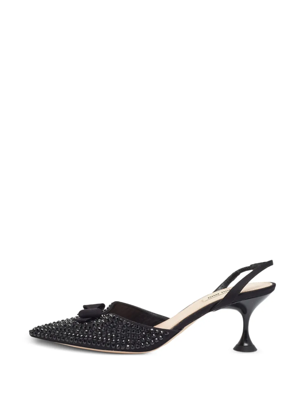 Miu Miu Pre-Owned crystal-embellished bow pumps - Nero