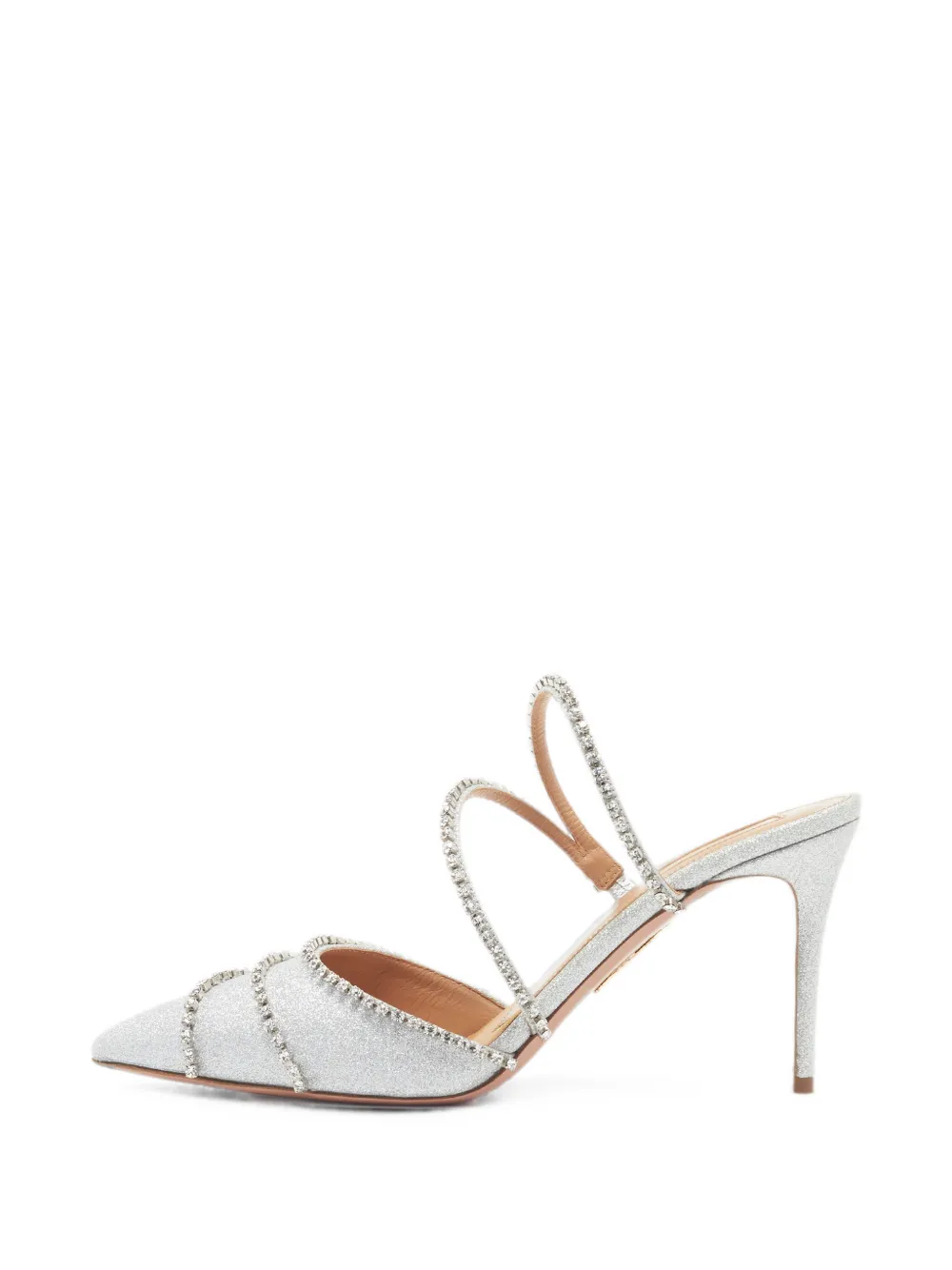 Aquazzura crystal-embellished pointed-toe mules - Argento