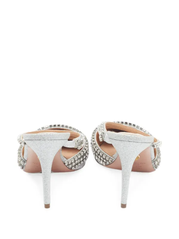 Aquazzura crystal-embellished pointed-toe Mules | Silver | FARFETCH NZ