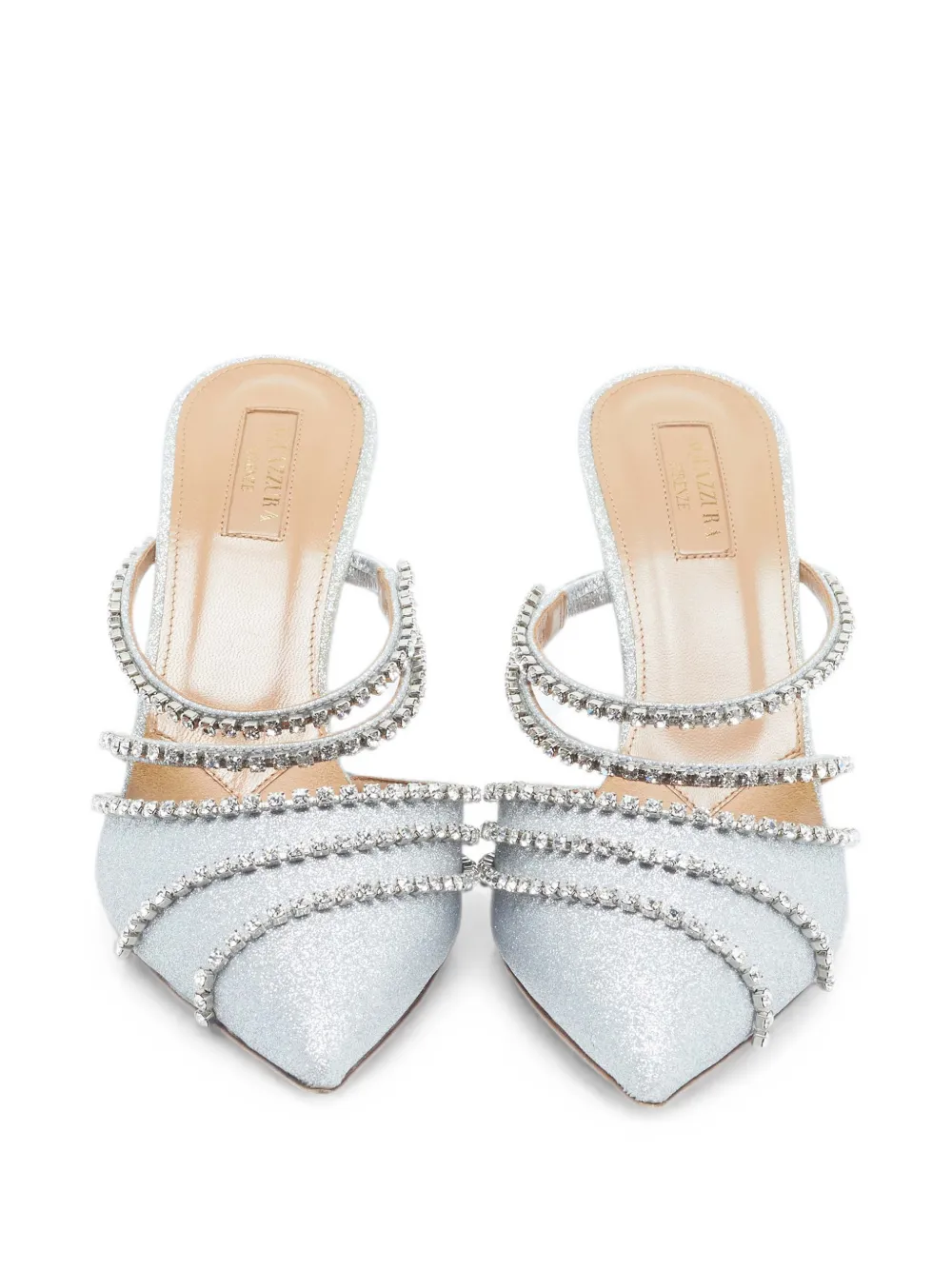 Aquazzura crystal-embellished pointed-toe Mules | Silver | FARFETCH GE