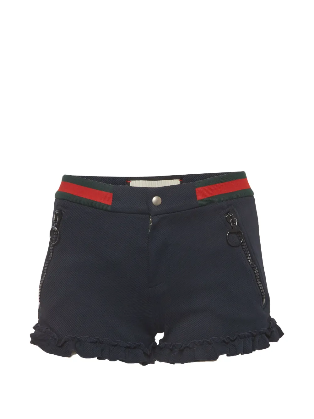 Gucci Pre-Owned Web-stripe ruffle shorts - Blu