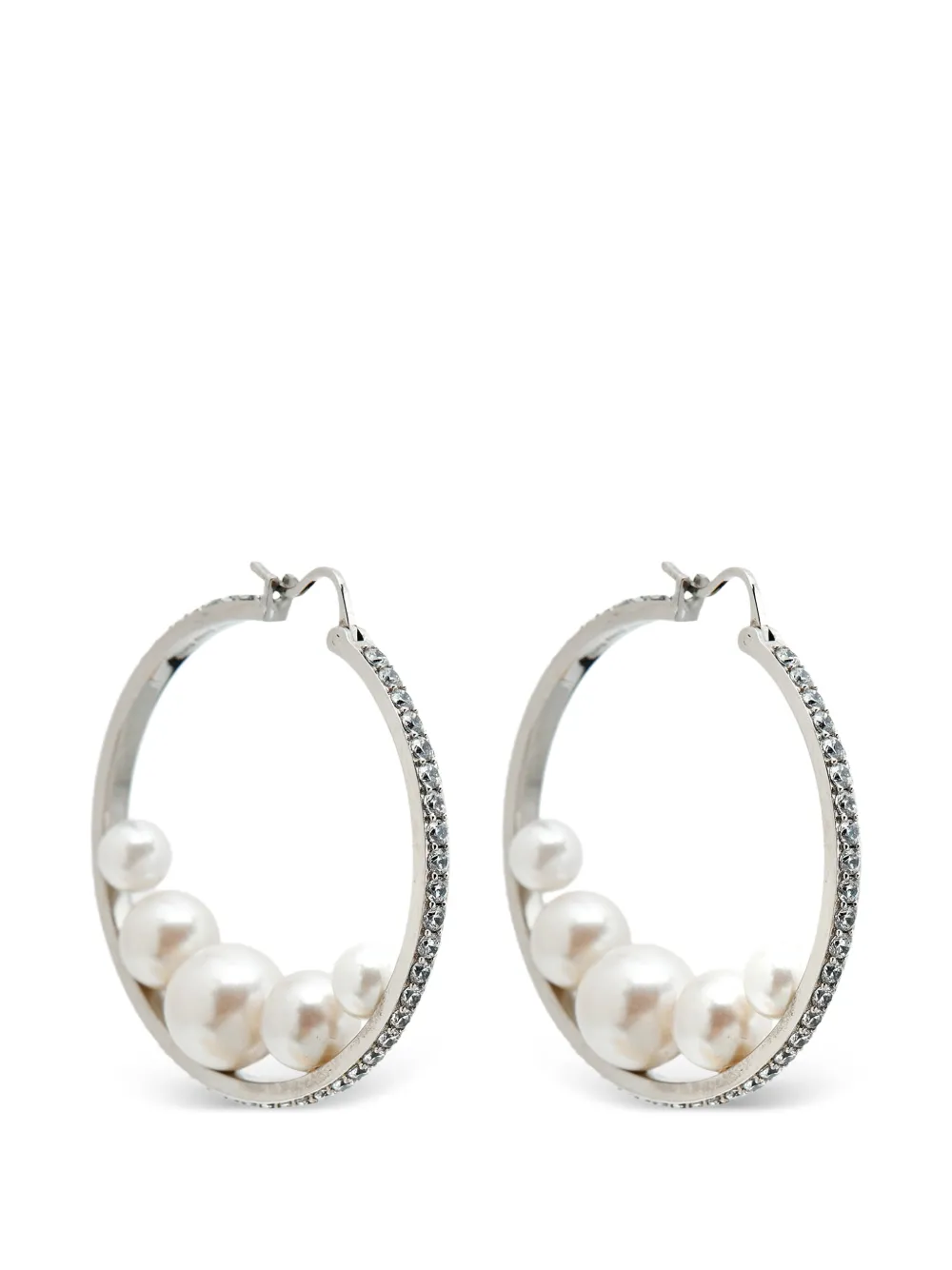 Miu Miu Pre-Owned Orecchini a cerchio con perle sintetiche - Argento