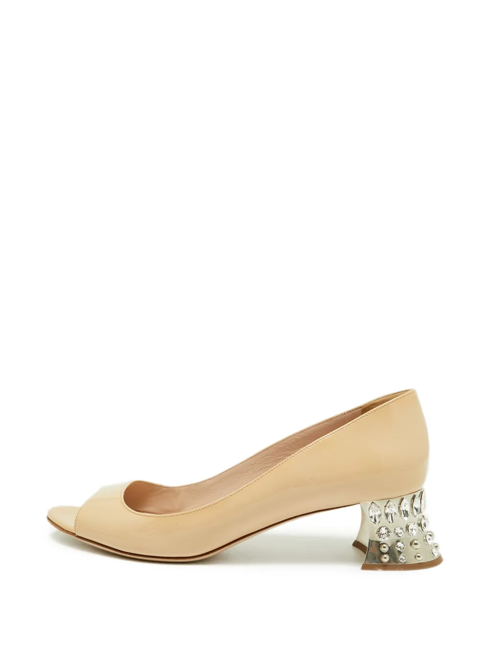 Miu Miu Pre-Owned Peep-Toe-Pumps mit Kristallen - Nude