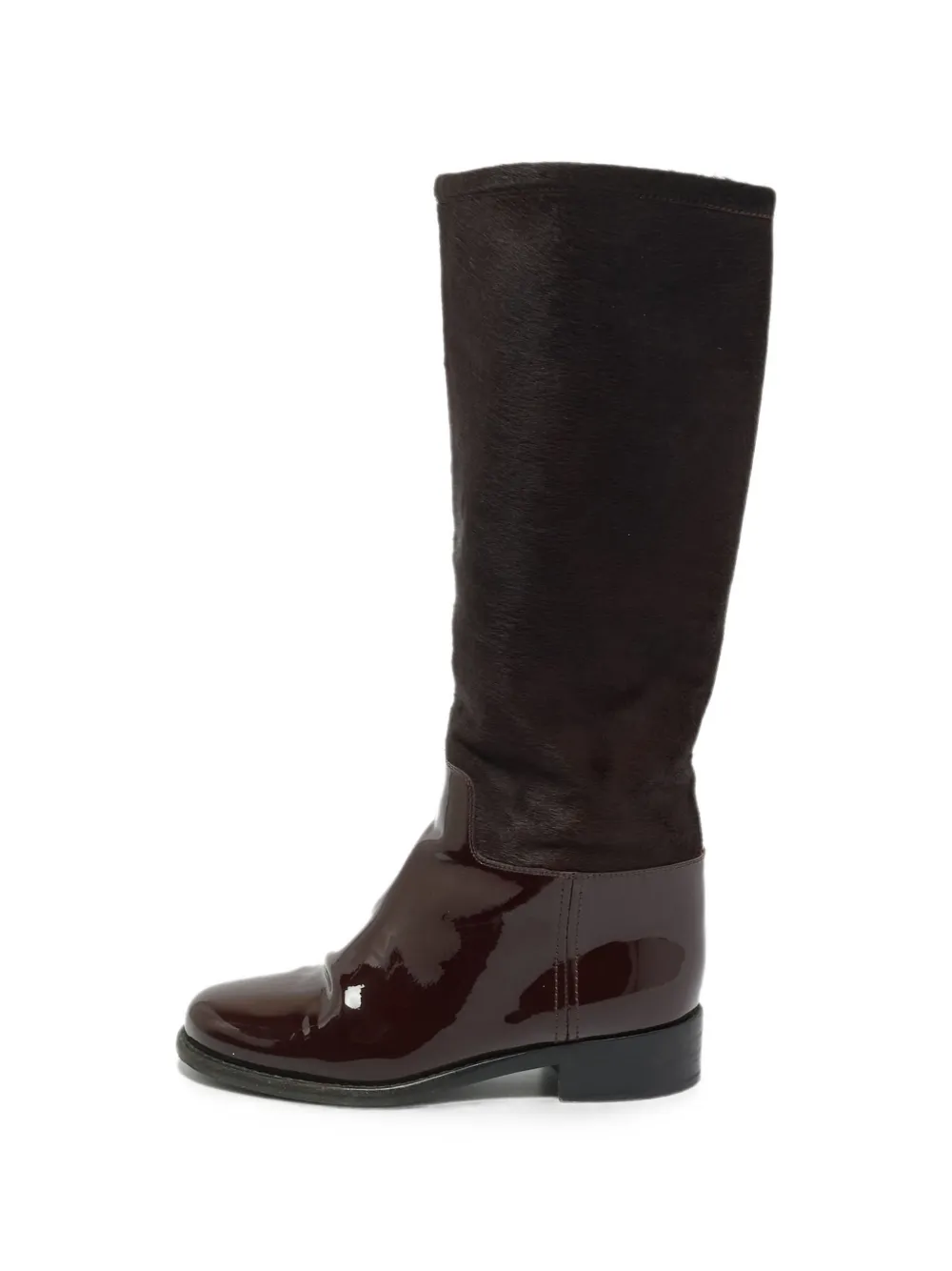 Pre-owned Chanel Calf-hair Knee-length Boots In Red