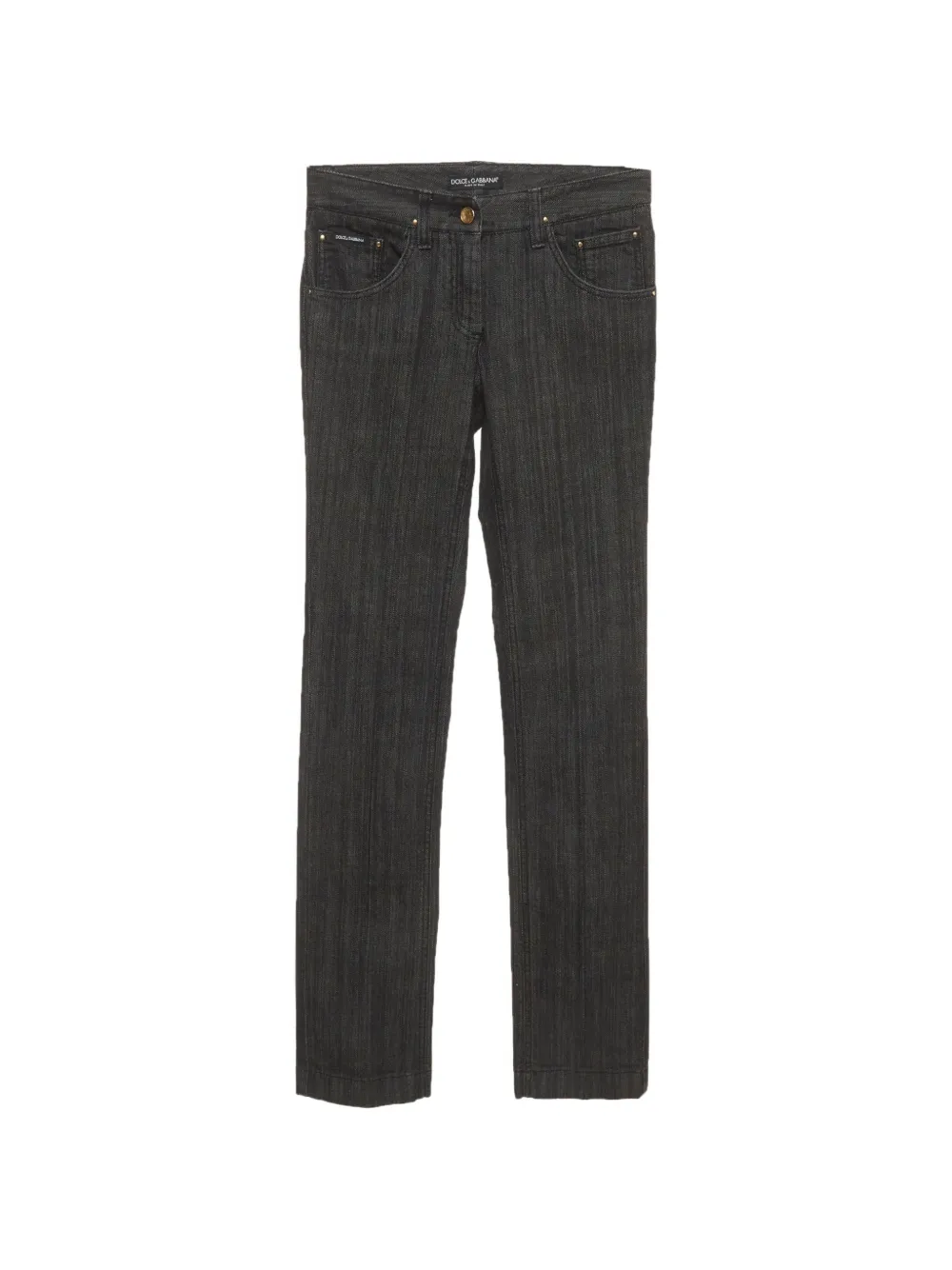 Dolce & Gabbana Pre-Owned Jeans dritti con applicazione logo - Nero