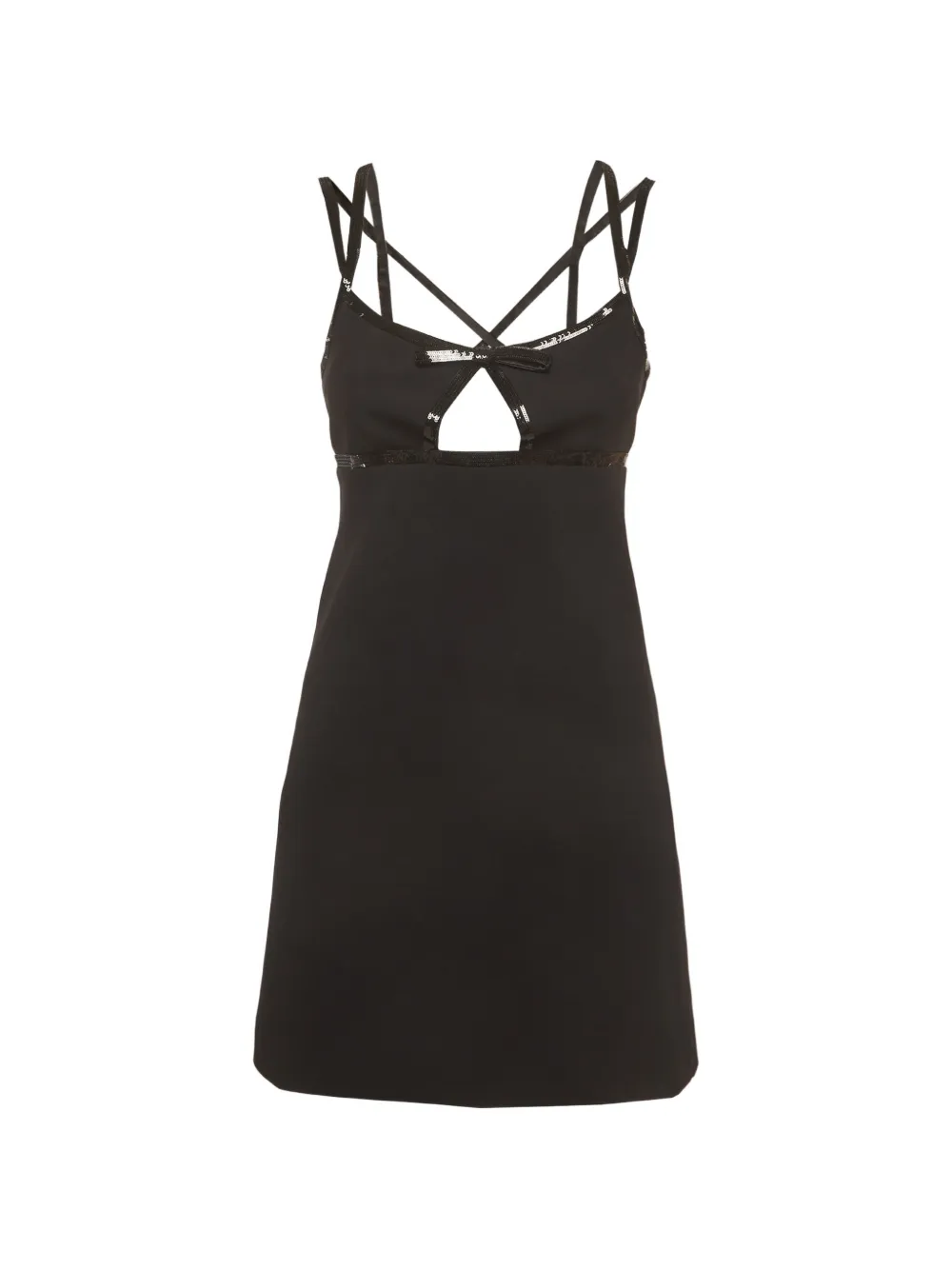 Pre-owned Miu Miu Sequin-embellished Cut-out Mini Dress In Black