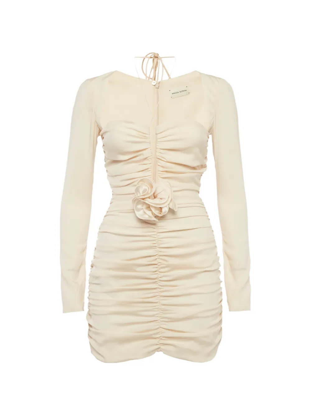 Magda Butrym floral-appliqué ruched mini dress - Nude