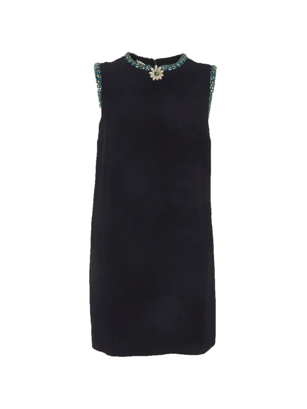 Pre-owned Miu Miu Embellished Sleeveless Mini Dress In Blue