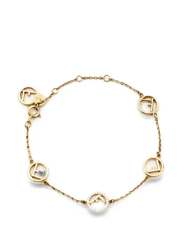 Fendi Pre-Owned F Is Fendi crystal-embellished Bracelet | ゴールド 