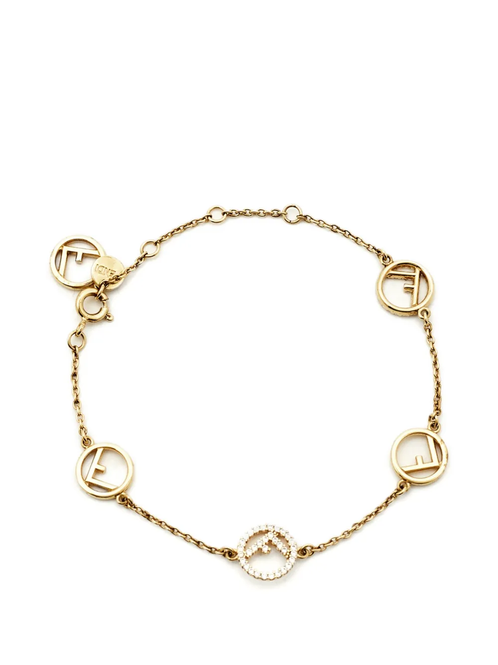Fendi Pre-Owned F Is Fendi crystal-embellished bracelet - Oro