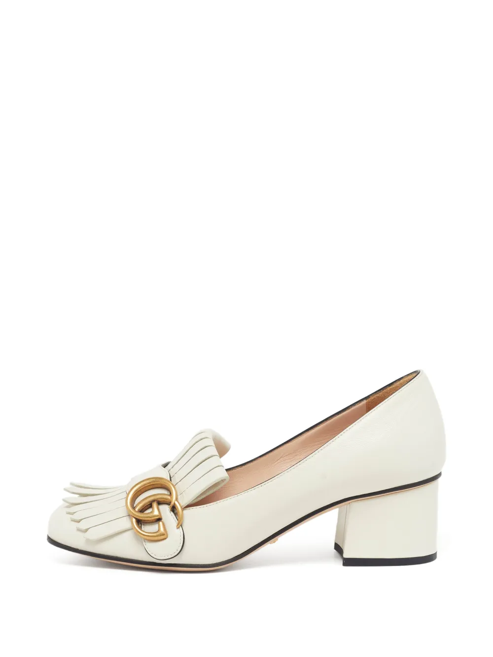 Gucci Pre-Owned GG Marmont fringed loafer pumps - Nude