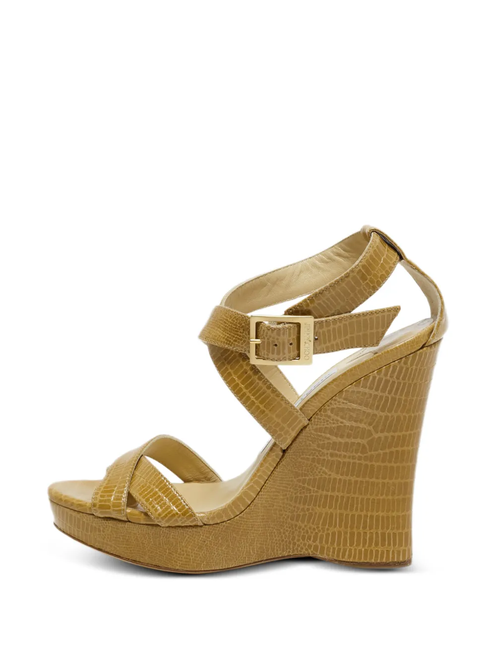 Jimmy Choo Pre-Owned Lucia lizard-embossed sandals - Nude