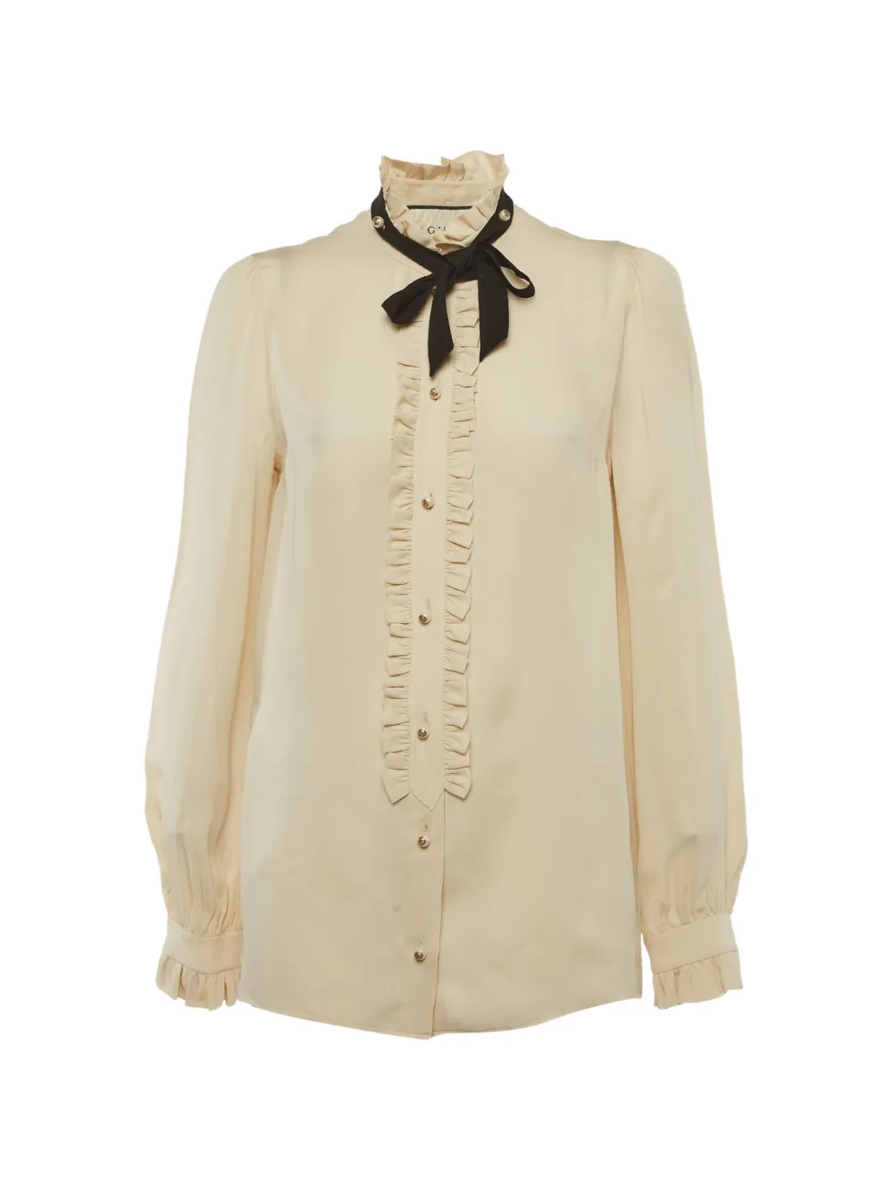 Gucci Pre-Owned ruffle neck-tie shirt - Toni neutri