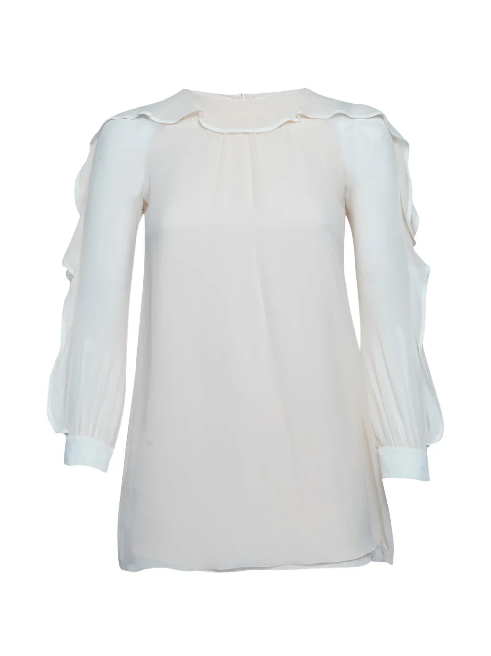 Chloé Pre-Owned long-sleeve ruffle-detail chiffon silk blouse - Rosa