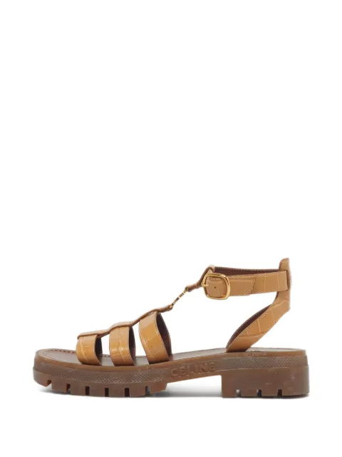 Celine Pre-Owned Triomphe croc-embossed gladiator sandals